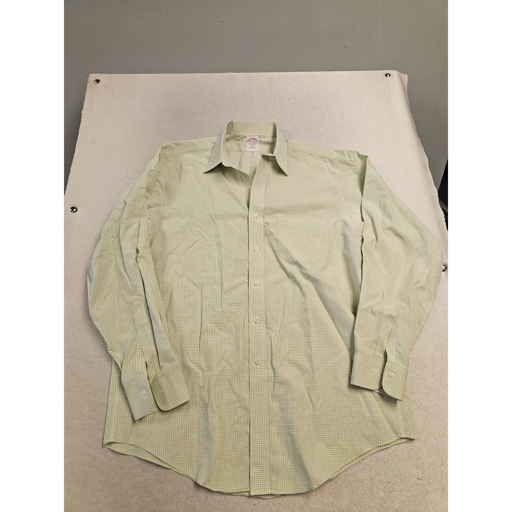 Brooks Brothers‎ Mens 16-34 Traditional Fit Non-Iron Cotton Green Check Shirt